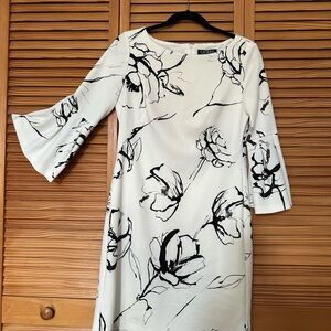 Calvin Klein Monochrome Floral Long Sleeve Dress